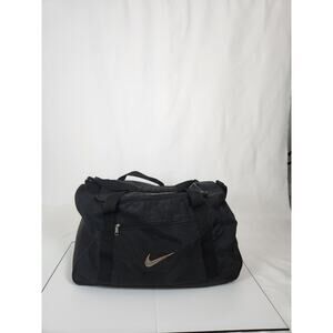 Vintage Nike Duffel Bag Black Embroidered Swoosh 90s Gym Travel Sports